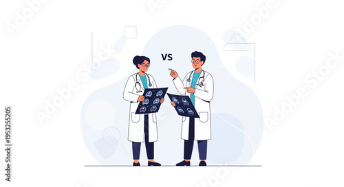 Doctors Comparing Medical Scans, Medical Debate, Vs Concept