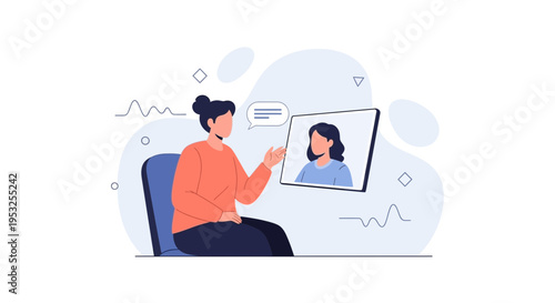 Woman in video call, online communication, remote work, technology, social connection