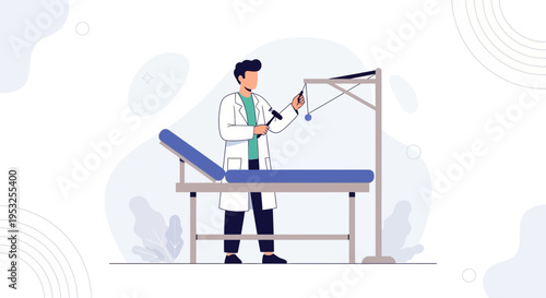 Doctor Performing Neurological Test with Reflex Hammer and Pendulum