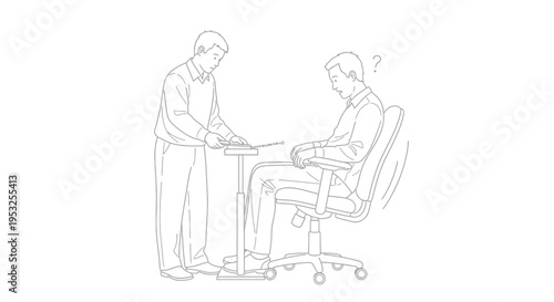 Professional Office Prank Illustration Showing Coworkers and Remote Controlled Chair Vector
