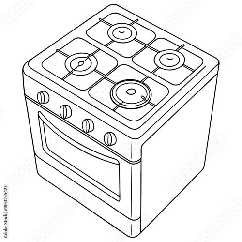 modern gas stove with four burners isolated on white background