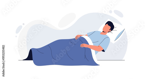 Man resting in hospital bed, recovering from illness, medical care concept