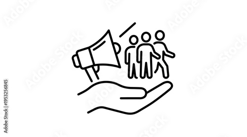 Hand Holding Megaphone and People Icon
