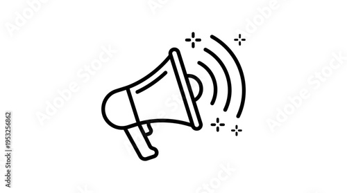 Minimalist Megaphone Icon with Sound Waves