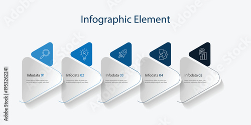 5 step infographics template vector element. Modern template presentation. Graphic information with icons