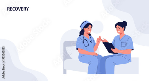 Nurses Discussing Patient Recovery on Hospital Bed