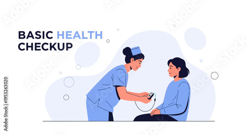Nurse Performing Basic Health Checkup on Patient with Stethoscope