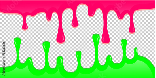 Wavy syrup illustration. Dripping candy illustration background. Pink ice cream drip illustration. Fast food caramel drip illustration. Hand-drawn sirup drip on transparent background.