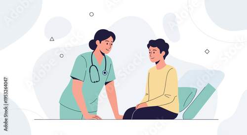 Nurse caring for patient, medical consultation, healthcare concept, illustration