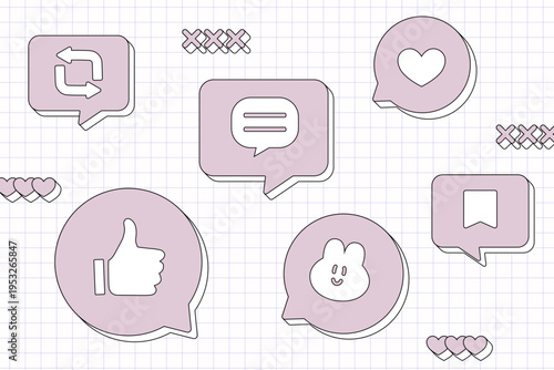 ポップなSNS・チャット用アイコンセット