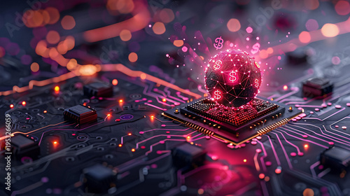 Futuristic Abstract Concept of Blockchain Data and Digital Currency
