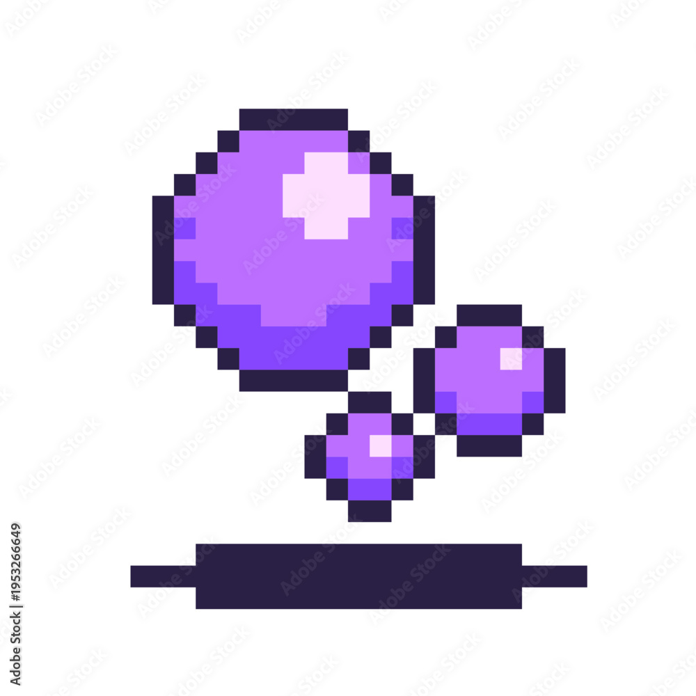 Fototapeta premium Purple Flowing Bubbles, Pixel Art Icon, Isolated