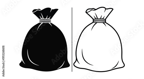 Two drawstring bags one dark and one light in graphic silhouette