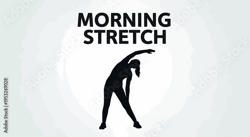 Woman silhouette performing side stretch for morning workout
