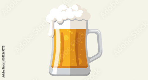 A full beer mug with foam.
