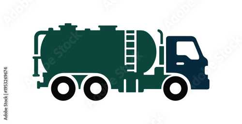 Icon of a sewage truck. Viewed from the side. A straightforward flat graphic illustration. Isolated item on a white background. Isolate


