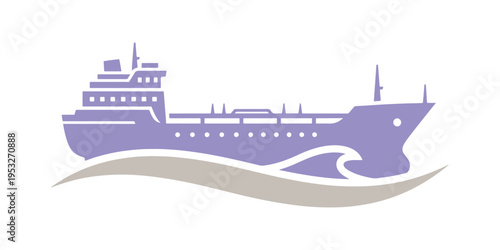 freight liner tanker vessel in water wave design

