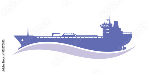 shipping liner tanker craft in marine wave illustration

