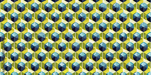 Geometric pattern of blue and yellow diamond shapes in a repeating design
