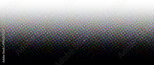 Black dotted halftone gradient. Fading overlapping pixel gradation texture. Raster vanishing polka dot wallpaper. Repeated perforated pattern background. Vector comic pop art effect overlay backdrop