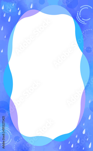 水彩風の雨のシンプルなフレーム2_縦