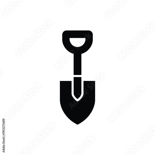 Simple black silhouette of a gardening shovel or digging tool