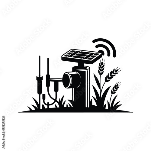 Solar powered agricultural sensor with wireless signal amidst wheat stalks