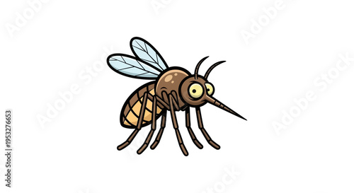 Cartoon Mosquito Insect Illustration - A Cute and Spooky Insect Character with Big Eyes