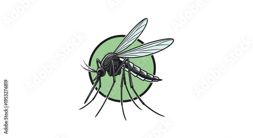 Digital illustration depicting a mosquito with a distinctive blood drop, emphasizing its role as a significant vector for various infectious diseases and public health challenges globally