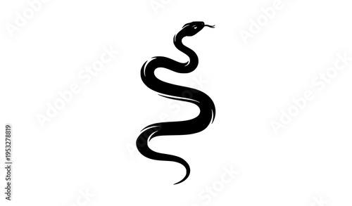 Minimalist elongated snake silhouette vector with smooth curves black serpent tattoo design isolated