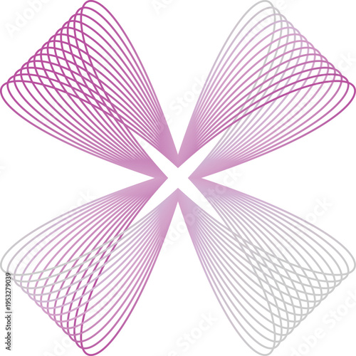 Abstract Geometric Butterfly Wings with Pink and Purple Gradient Lines
