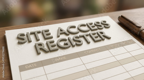 Site Access Register Form on Wood Desk