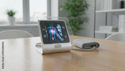 Modern Medical Monitor Displaying Vascular Diagram on Tabletop