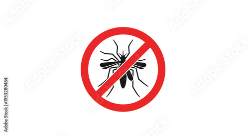 Universal warning symbol for mosquito prevention and control, indicating protection against insect-borne diseases and the need for pest repellent solutions