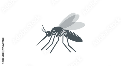 Stylized vector illustration of a mosquito, a common insect pest, representing airborne disease transmission and the summer discomfort it brings