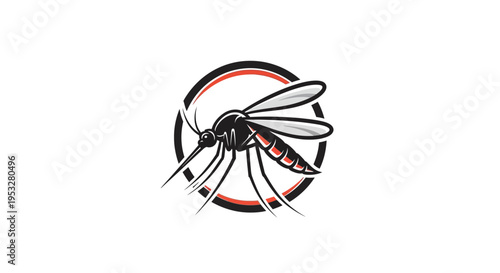 Striking graphic illustration of a menacing mosquito, perfect for conveying themes of pest control, public health, or tropical disease awareness