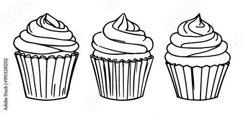 Cupcake set with sweet rounded design and pastel color pattern featuring cupcake, dessert, icon with confectionery and sweets