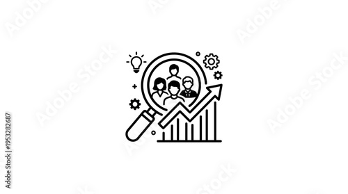 Business Team Growth and Analysis Icon