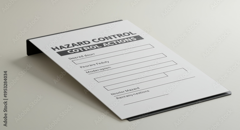 Obraz premium Hazard Control Actions Form on Desk