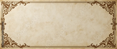 Vintage Ornate Frame with Blank Space for Text on Aged Paper Background.