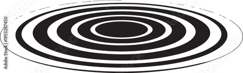 Black and white concentric circles pattern optical illusion