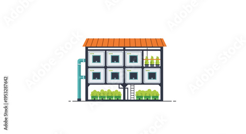 Eco-friendly vertical farming building with hydroponic system and greenhouse