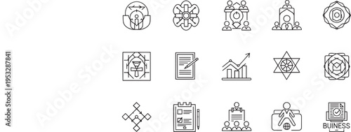 Professional Business Management Line Icons