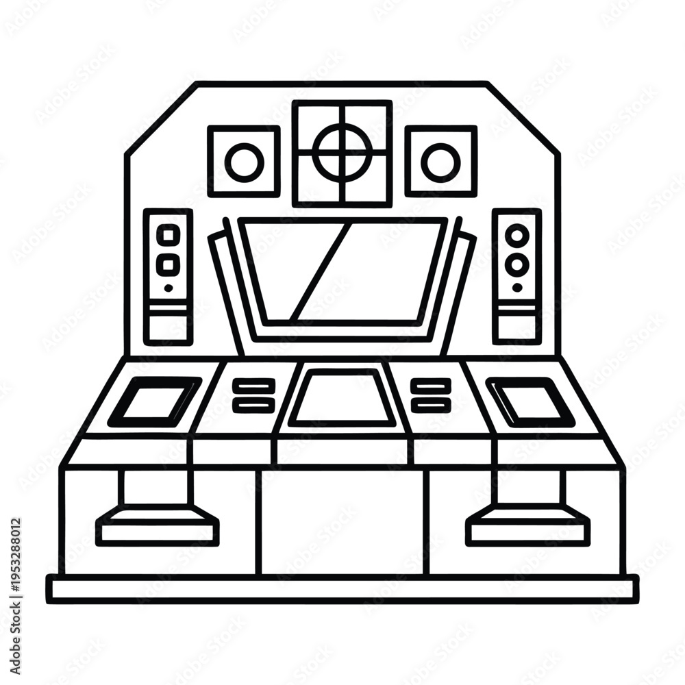 Fototapeta premium Futuristic Control Room Monoline Icon Vector 