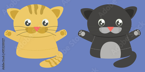 vector illustration of a puppet cat orange and black