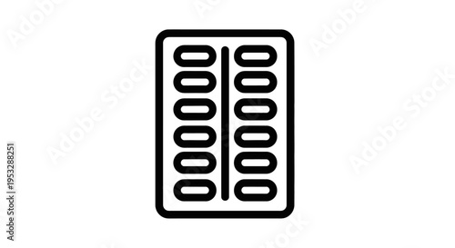 blister pack icon illustrating rows of pills representing pharmacy medical treatment and drug packaging.