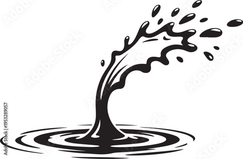 Black liquid splash on water surface ripple droplet