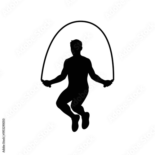 Silhouette of a person jumping rope.