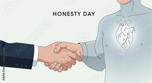 Business handshake with heart on honesty day symbolizing trust and integrity in professional relationships