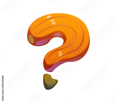 Cartoon question sign as ripe butternut pumpkin vegetable, agriculture typeface, farm font, harvest type, funny alphabet symbol. Vector typography glyph as natural veg plant, eco typeface character